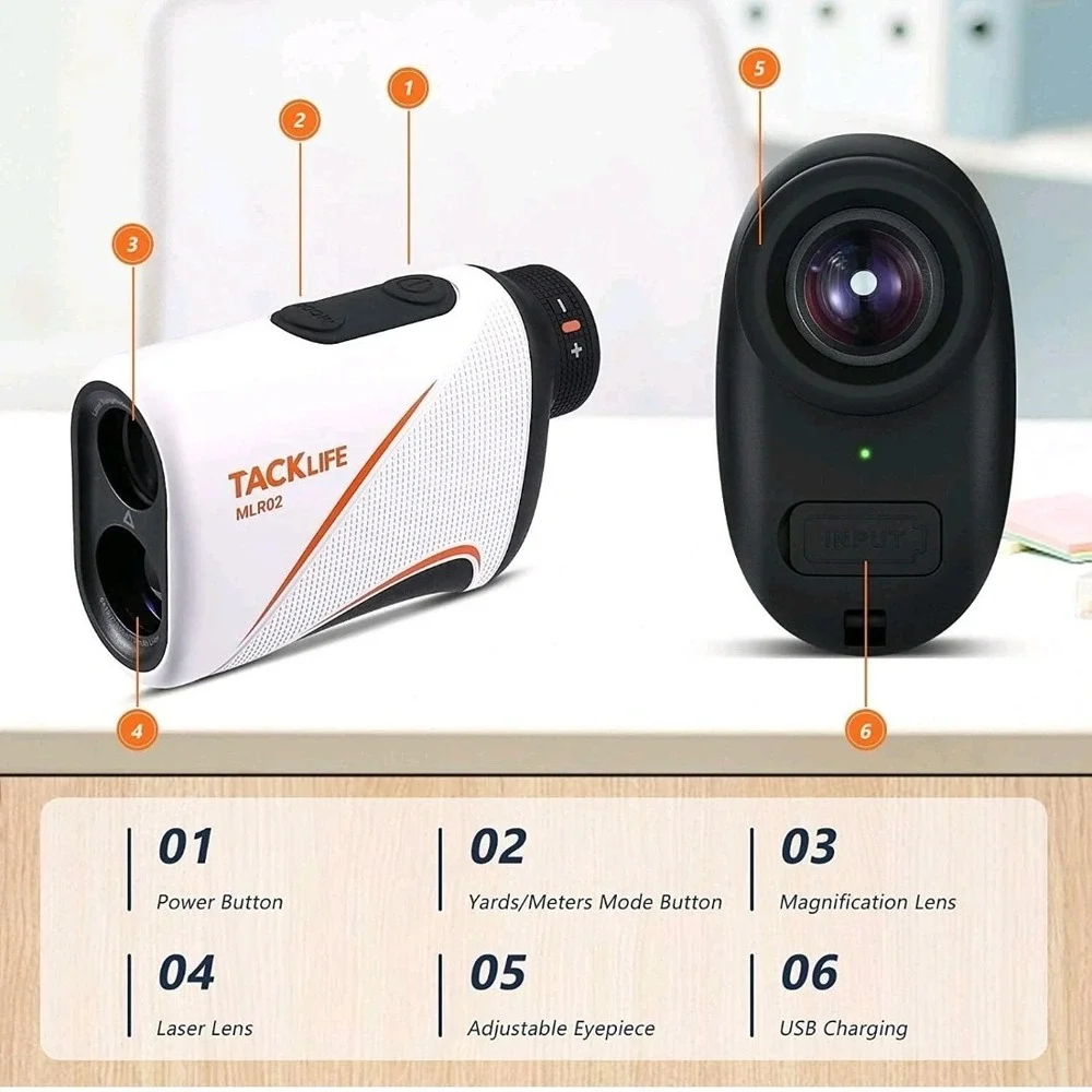 TACKLIFE MLR02 Golf Laser Rangefinder 900 Yard Flag Lock Vibration USB-C